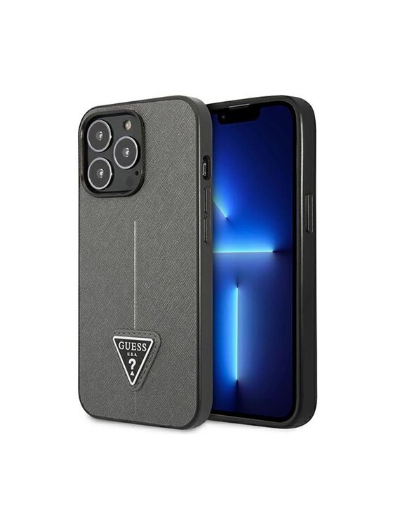 Guess Guess Etui na telefon Saffiano Triangle Logo Case Srebrny