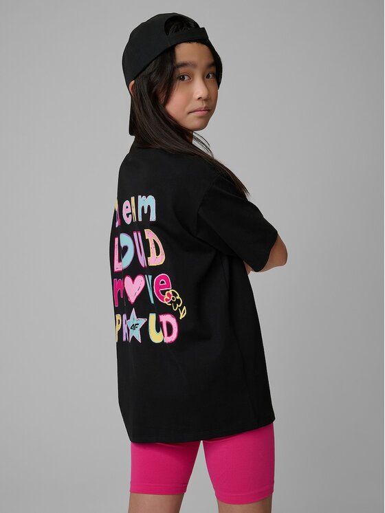 4F 4F T-Shirt 4FJRSS26TTSHF4137-20S Czarny Loose Fit