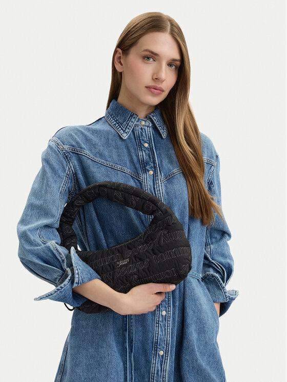 Tommy Jeans Geantă Tjw Icon Aop Shoulder Bag AW0AW18467 Negru