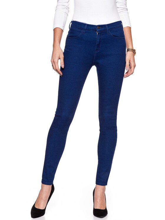 Wrangler Wrangler Jeansy HIGH RISE SKINNY Niebieski Skinny Fit