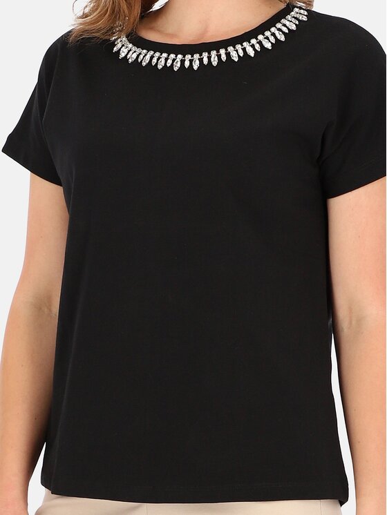 Perso Perso T-Shirt TCE243000F Czarny Regular Fit