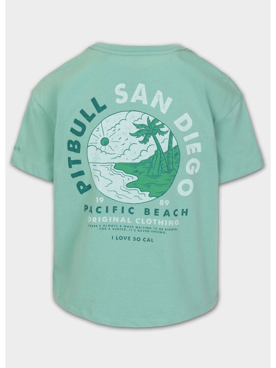 PITBULL PITBULL T-Shirt Koszulka damska Oversize PLANET SURF L Zielony Regular Fit