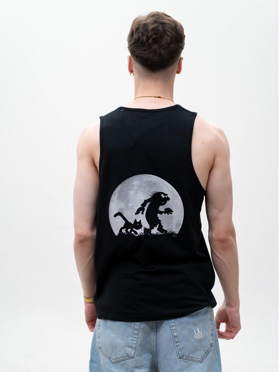 Smerfy Męski Smerfy Tank top, rozmiar XL Czarny, Koszulka bez rękawów Full Moon Gargamel księżyc pełnia M