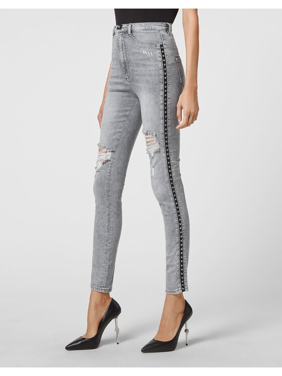PHILIPP PLEIN PHILIPP PLEIN Jegginsy 4343 Szary Jegging Fit