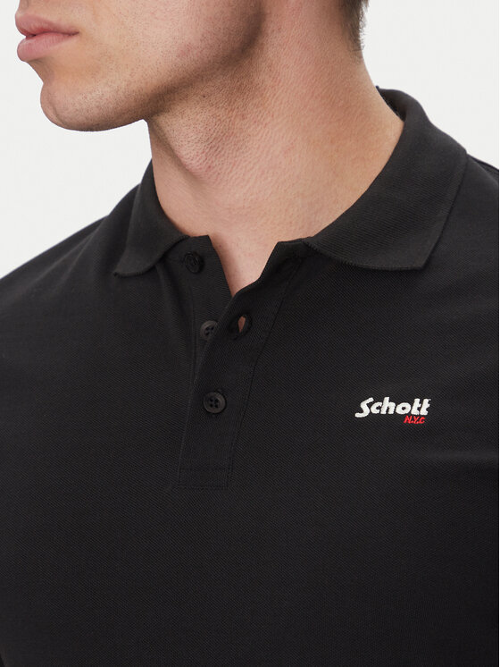 SCHOTT N.Y.C. SCHOTT N.Y.C. Тениска с яка и копчета PSCASUAL Черен Regular Fit