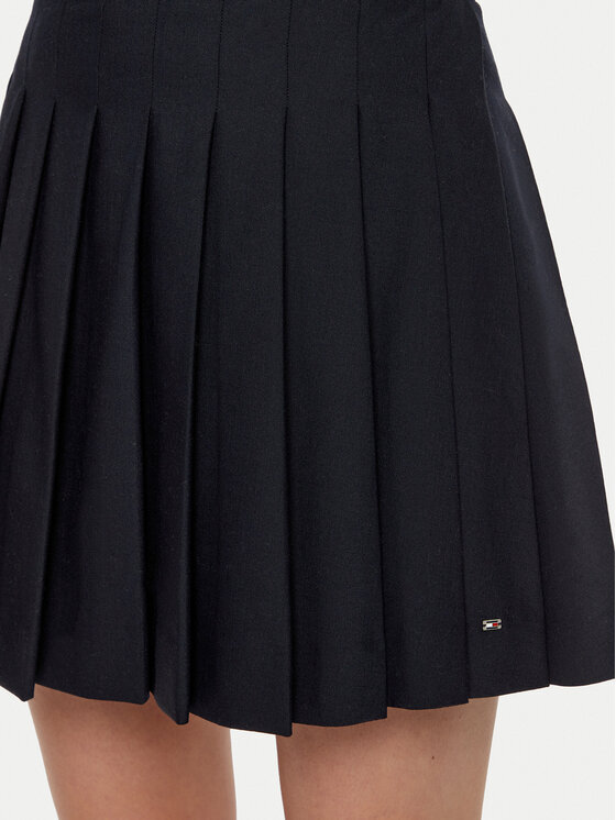 Tommy Hilfiger Tommy Hilfiger Plisovaná sukně WW0WW43626 Tmavomodrá Regular Fit