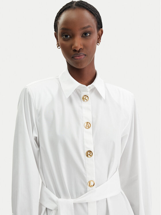 KARL LAGERFELD KARL LAGERFELD Рокля тип риза B1W13026 Бял Regular Fit