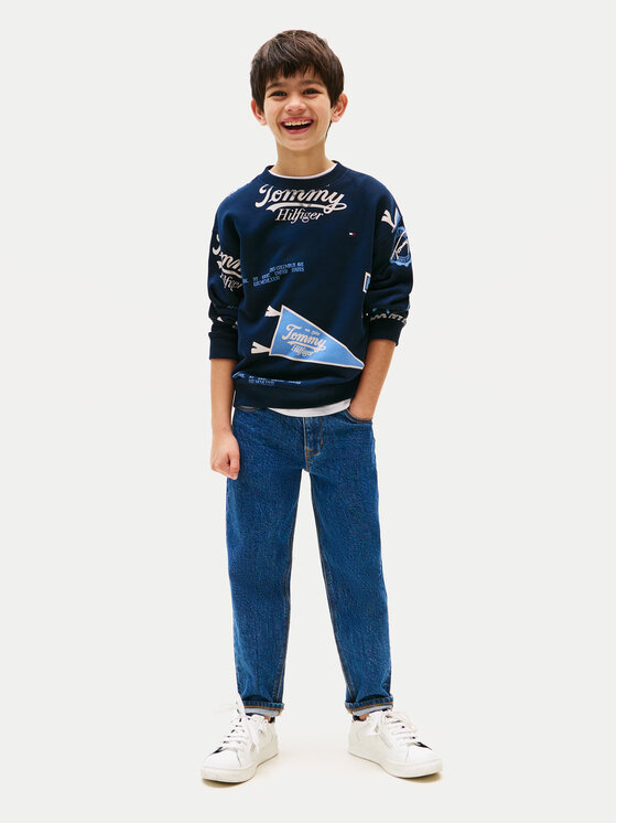 Tommy Hilfiger Tommy Hilfiger Pulóver All Over Printed KB0KB09804 Sötétkék Regular Fit