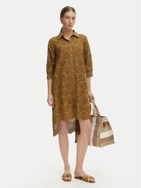 Iconique Iconique Літня сукня Ella IC26-082 Хакі Relaxed Fit