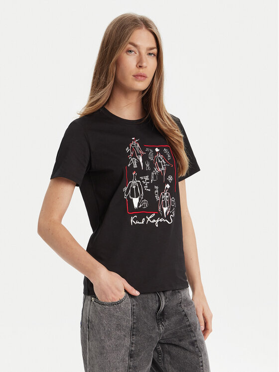 KARL LAGERFELD KARL LAGERFELD T-särk A3W17099 Must Regular Fit