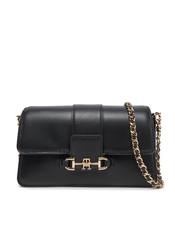 Geantă Tommy Hilfiger Heritage Leather Crossover AW0AW17212 Negru
