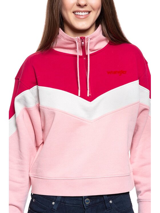 Wrangler Wrangler Bluza CUT N SEW SWEAT Różowy Regular Fit