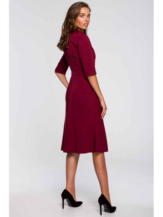 Stylove Stylove Sukienka codzienna S231 Bordowy Regular Fit