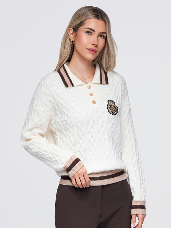 Ombre Ombre Svetr OW-SW-E0024 Krémová Regular Fit