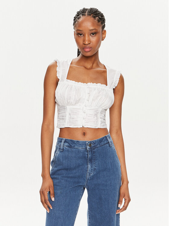 Guess Blúzka W4GH79 WAF10 Biela Regular Fit