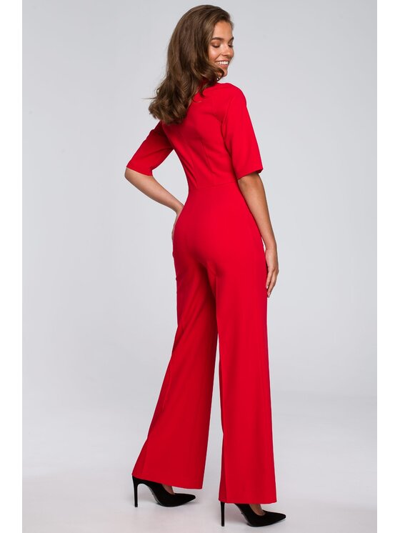 Stylove Stylove Kombinezon S243 Czerwony A-Line Fit