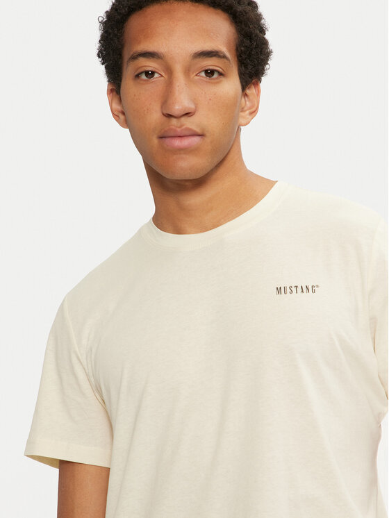 Mustang Mustang T-Shirt Austin 1015662 Εκρού Regular Fit
