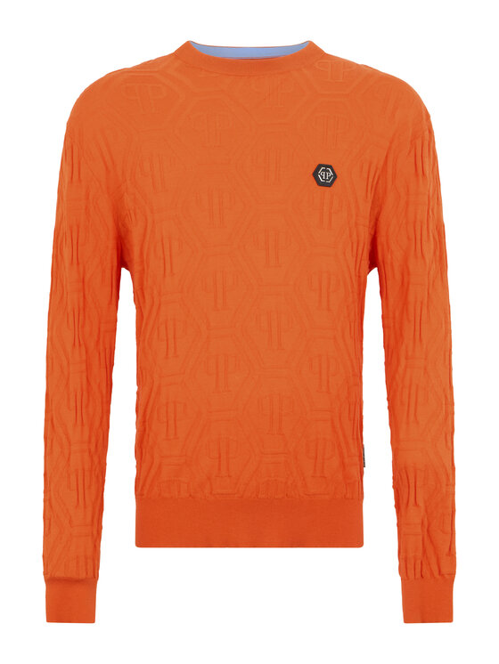 PHILIPP PLEIN PHILIPP PLEIN Sweter 29913 Pomarańczowy Regular Fit