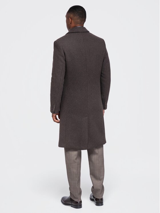 Ombre Ombre Płaszcz przejściowy OM-COWC-0152 Brązowy ciemny Regular Fit