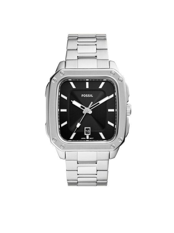 Orologio Cronografo Fossil FS5766, Acciaio Argento, Quadrante Nero, Cassa 46mm, Bracciale 21cm, 10 ATM