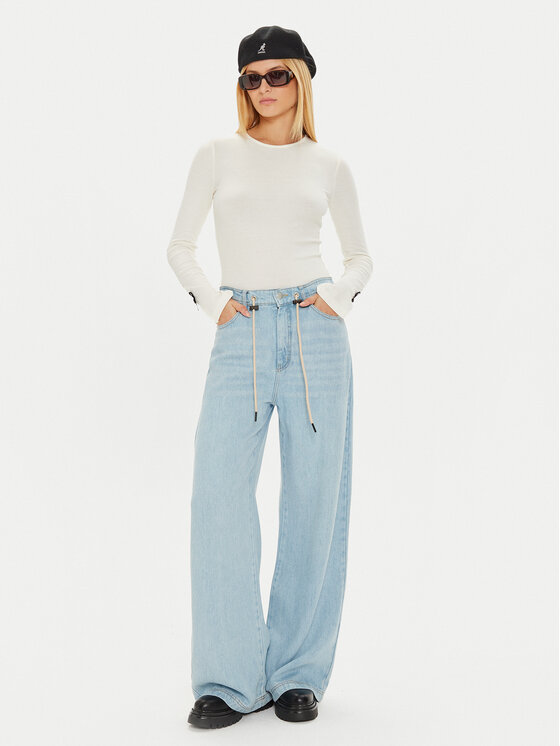 Gina Tricot Gina Tricot Majica Bow Rib Top 22743 Bež Slim Fit