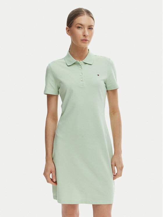 Tommy Hilfiger Rochie de zi WW0WW43228 Verde Slim Fit