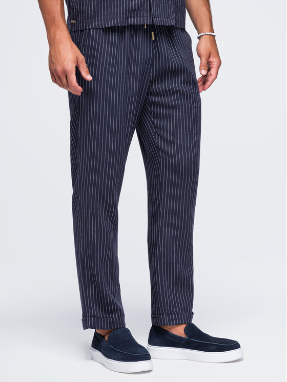 Ombre Ombre Spodnie materiałowe OM-PACP-0311 Granatowy Regular Fit