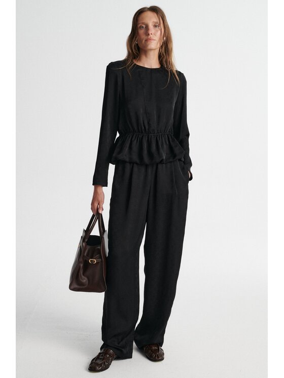 MARI PRETI MARI PRETI Spodnie materiałowe MONOGRAM M OBSIDIAN Czarny Wide Leg