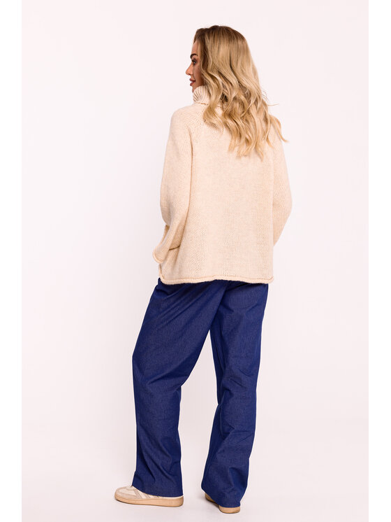 Made of Emotion Made of Emotion Sweter M822 Beżowy Baggy Fit