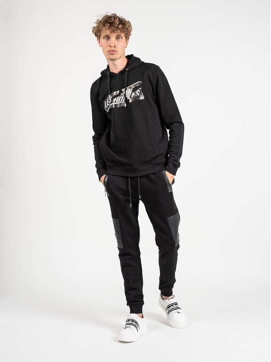 Les Hommes Les Hommes Mikina LLH451-758P | Hooded Sweater Černá Regular Fit