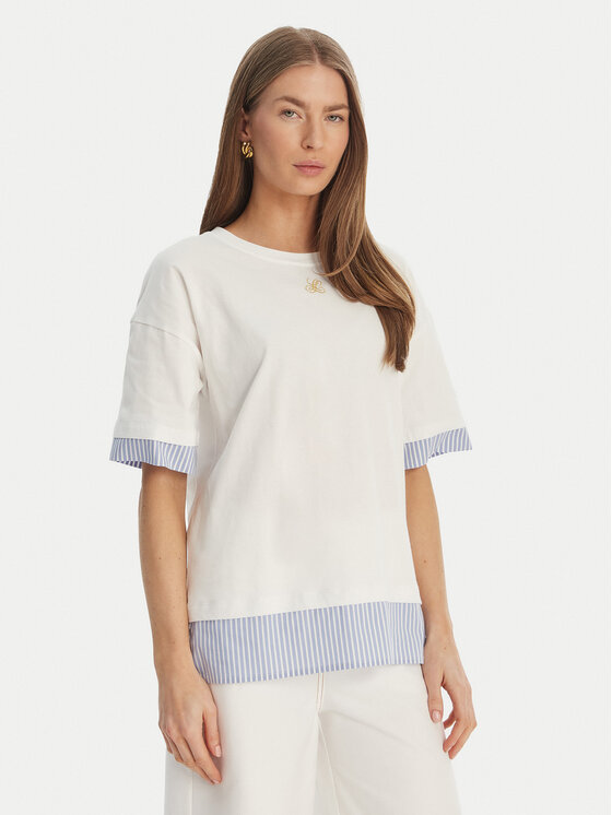 Luisa Spagnoli Luisa Spagnoli T-Shirt Baiadera 543155 Biały Regular Fit