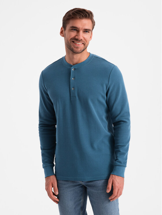 Ombre Ombre Longsleeve OM-LSCL-0120 Niebieski Regular Fit
