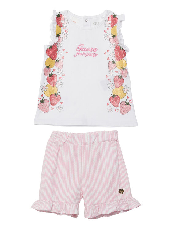 Guess Set tricou și pantaloni scurți A6GG00 K6YW0 Alb