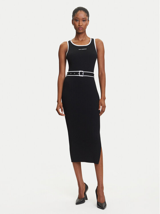 KARL LAGERFELD KARL LAGERFELD Vsakodnevna obleka A3W13039 Črna Slim Fit