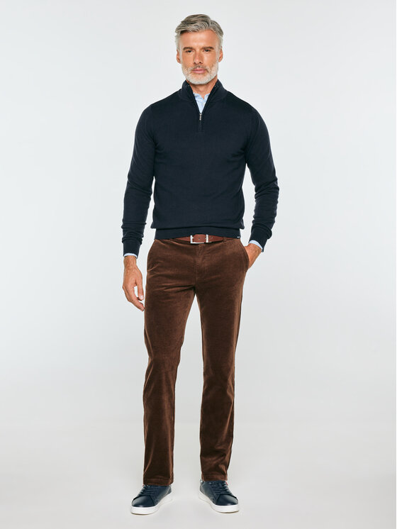 BIG STAR BIG STAR Sweter MARTINES Granatowy Basic Fit