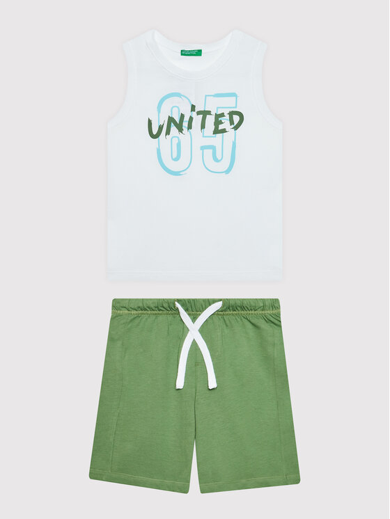 United Colors Of Benetton Set top i pantaloni scurti 3096CK001 Alb Regular Fit
