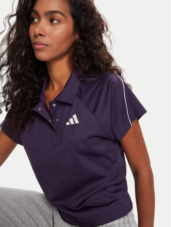 adidas adidas Polo majica Stadium 3-Stripes Tennis Inspired Jacquard JY3426 Vijolična Regular Fit