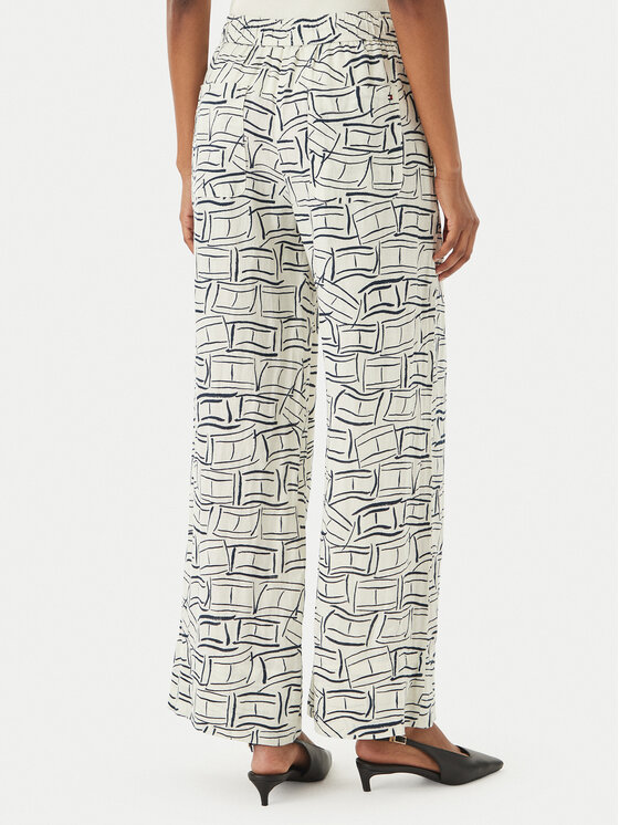 Tommy Hilfiger Tommy Hilfiger Kalhoty z materiálu WW0WW48970 Světle béžová Wide Leg