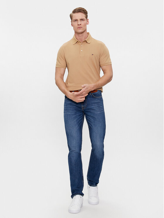 Tommy Hilfiger Tommy Hilfiger Тениска с яка и копчета 1985 MW0MW17771 Кафяв Slim Fit
