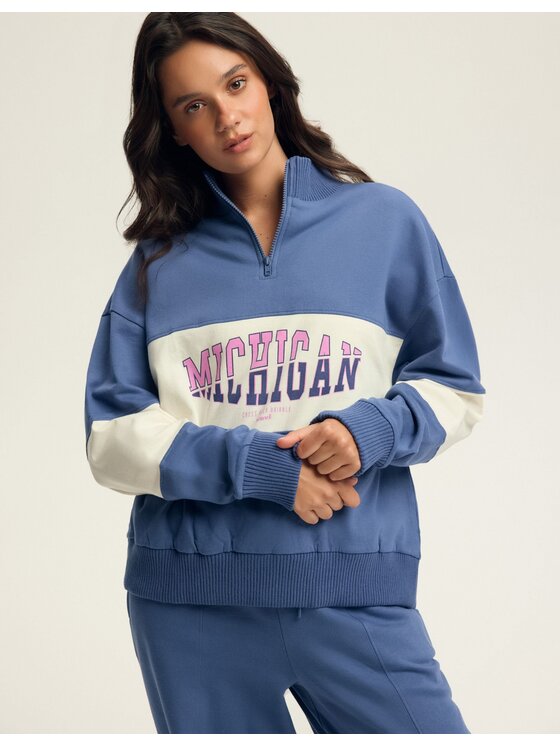 Esotiq Esotiq Bluza 43803 Granatowy Baggy Fit