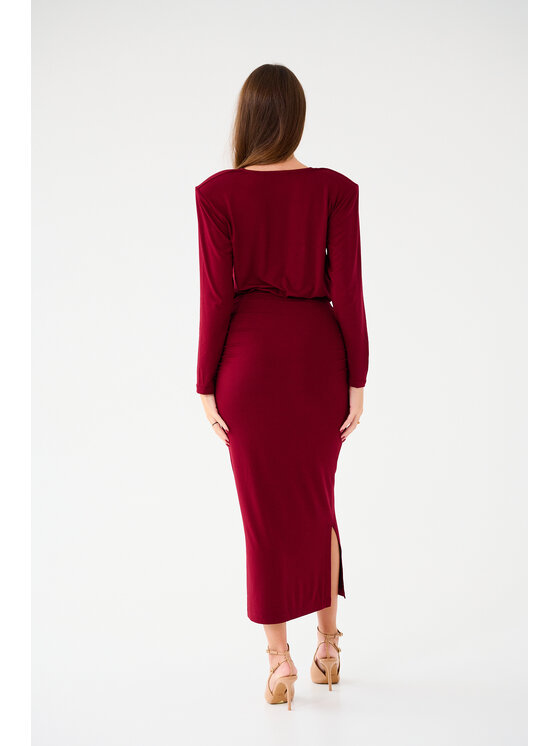 Leimann Leimann Sukienka koktajlowa Andrea Bordowy Slim Fit