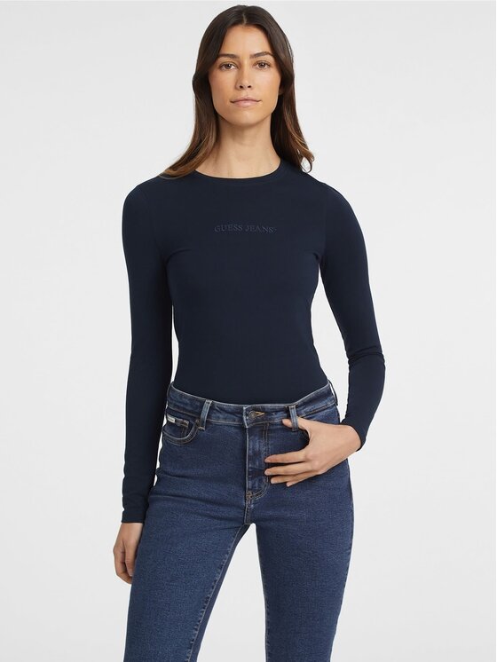 Guess Jeans Bluzka W4YI22 J1314 Granatowy Regular Fit