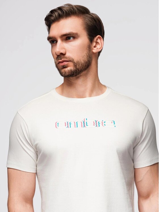 Ombre Ombre T-Shirt OM-TSPT-0248 Biały Regular Fit