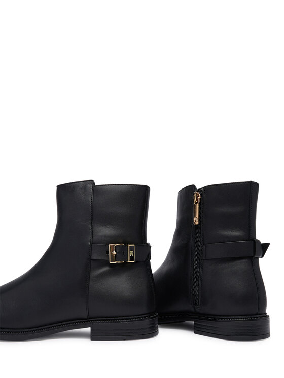 Tommy Hilfiger Tommy Hilfiger Aulinukai Th Buckle Leather Ankle Boot FW0FW09486 Juoda