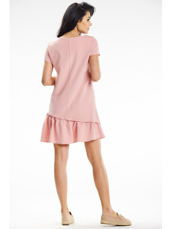 Awama Awama Sukienka letnia A644 Różowy Basic Fit