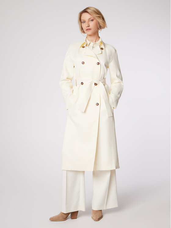 Simple Trenčkot PLD003 Bela Regular Fit
