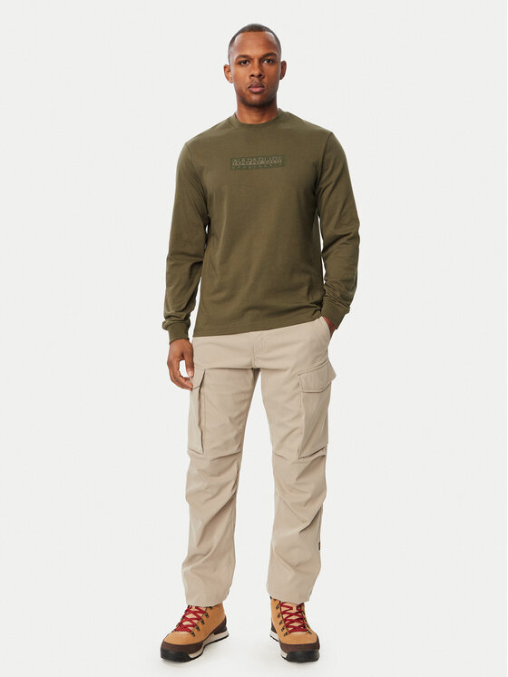 Napapijri Napapijri Pikkade varrukatega T-särk S-Box Logo NP0A8BC5 Tumeroheline Regular Fit