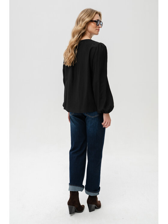 blue shadow blue shadow Bluzka Roko Czarny Regular Fit