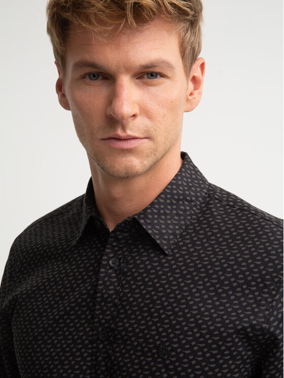 BIG STAR BIG STAR Koszula GUBERN_906_140 Czarny Slim Fit