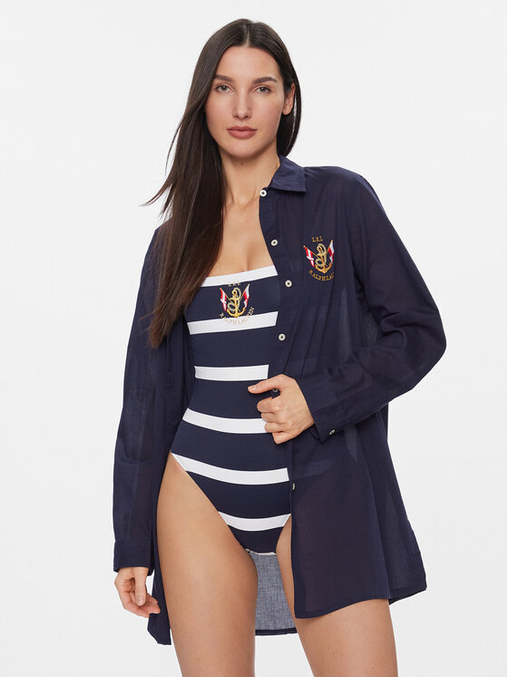 Lauren Ralph Lauren Plážové šaty 20498276 Tmavomodrá Relaxed Fit